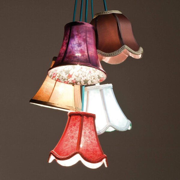 KARE Lampa wisząca designerska SALOON, możliwość ściemniania, multikolor, salon / jadalnia, tkanina / materiał / jedwab, design
