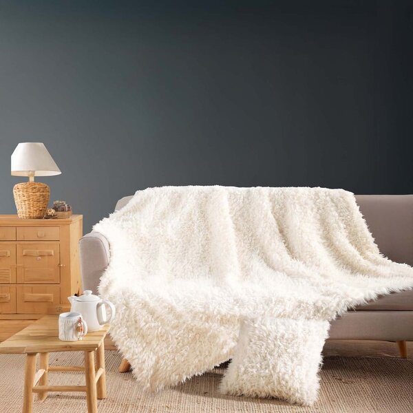Kremowy koc ze sztucznego futra 220x240 cm Mouton – douceur d'intérieur