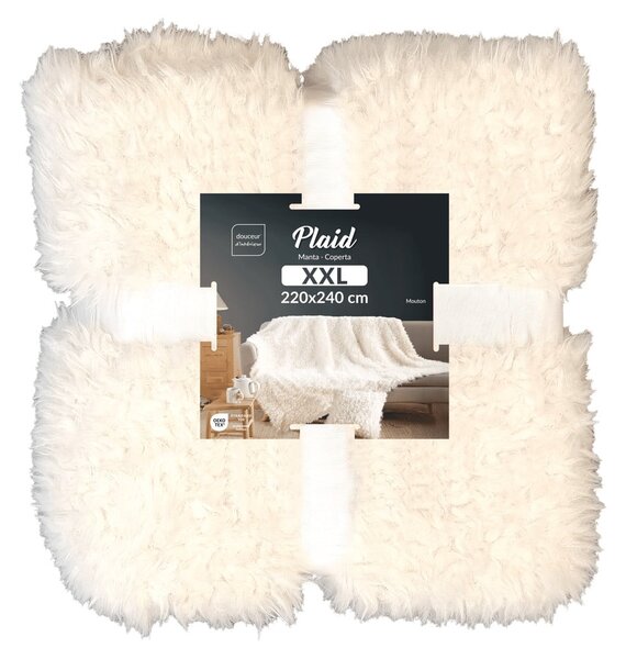 Kremowy koc ze sztucznego futra 220x240 cm Mouton – douceur d'intérieur