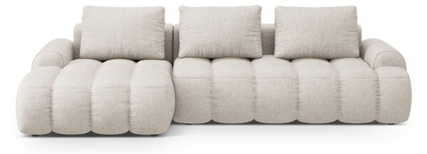 Beżowy rozkładany/ze schowkiem narożnik (lewostronny/z szezlongiem) Linz – Cosmopolitan Design