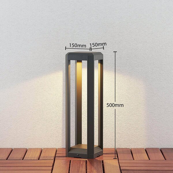 Lampa ogrodowa stojąca Fery Lucande, czarny, aluminium, nowoczesny