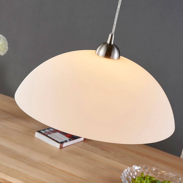 Lampa wisząca szklana Valeria Lindby, możliwość ściemniania, biały / opal, kuchnia, szkło, nowoczesny