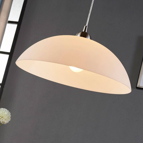 Lampa wisząca szklana Valeria Lindby, możliwość ściemniania, biały / opal, kuchnia, szkło, nowoczesny