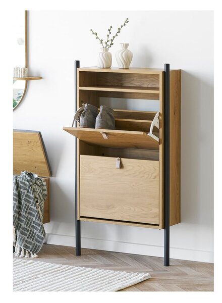 Uchylna szafka na buty w dekorze dębu w naturalnym kolorze 62x118x26 cm Barco – House Nordic