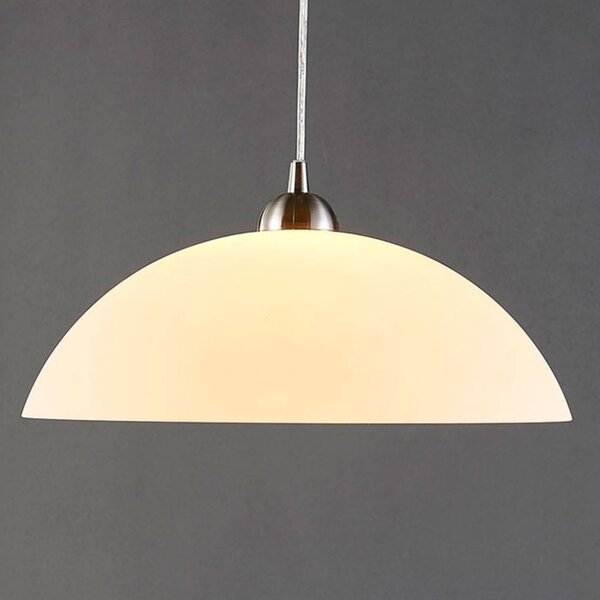 Lampa wisząca szklana Valeria Lindby, możliwość ściemniania, biały / opal, kuchnia, szkło, nowoczesny