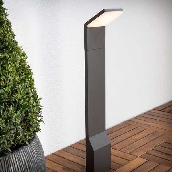 Słupek oświetleniowy LED NEVIO Lucande, czarny, aluminium, nowoczesny