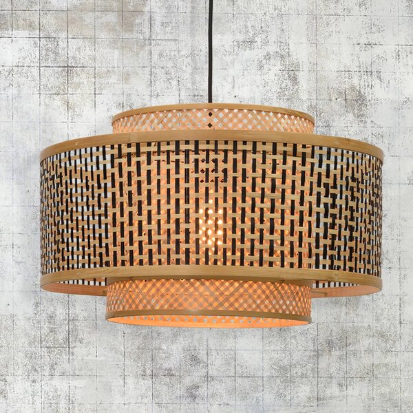 Good & Mojo Lampa wisząca Bhutan, możliwość ściemniania, jasne drewno, salon / jadalnia, bambus, design