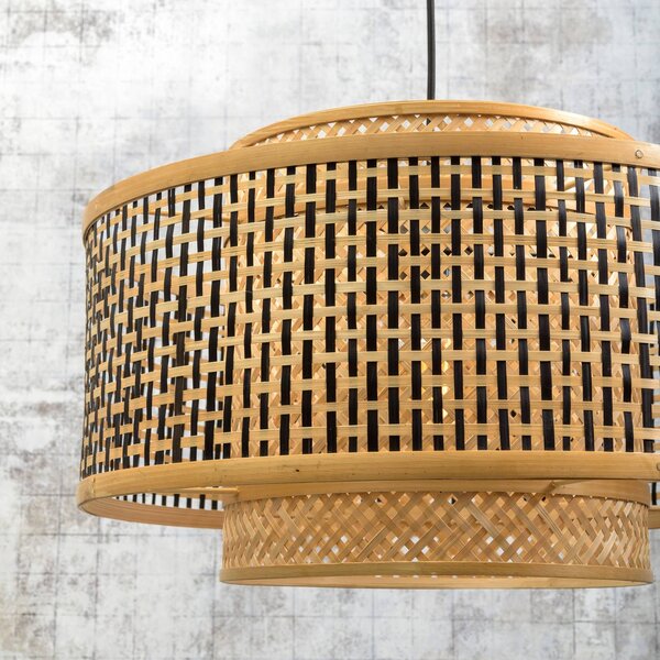 Good & Mojo Lampa wisząca Bhutan, możliwość ściemniania, jasne drewno, salon / jadalnia, bambus, design
