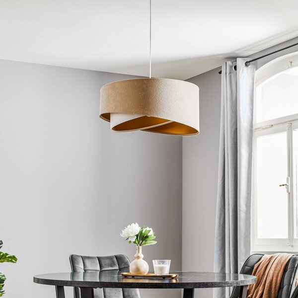 Lampa wisząca Vivien Maco Design, możliwość ściemniania, kremowy / amber, salon / jadalnia, tkanina / materiał / jedwab, nowoczesny