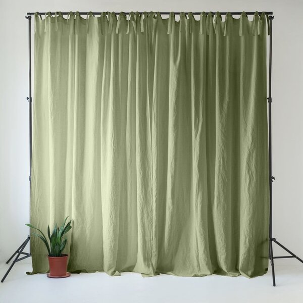 Jasnozielona lniana zasłona 140x170 cm Sage – Linen Tales