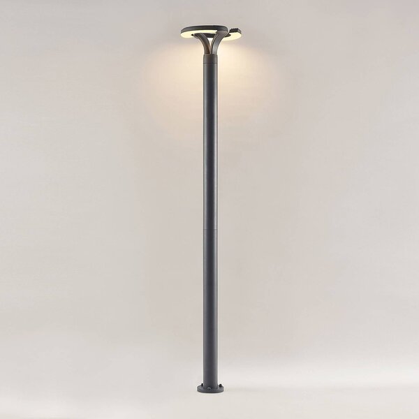 Lampa zewnętrzna LED Keily, okrągła, antracytowa, metalowa Keily Lindby, czarny, aluminium, nowoczesny