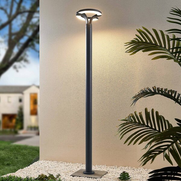 Lampa zewnętrzna LED Keily, okrągła, antracytowa, metalowa Keily Lindby, czarny, aluminium, nowoczesny