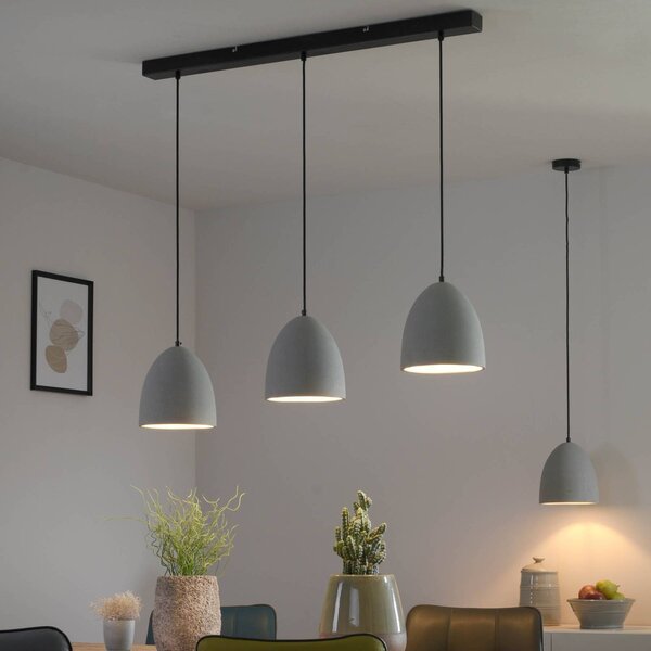 Paul Neuhaus Lampa wisząca Eton, możliwość ściemniania, aluminiowy / szary / cynkowy, salon / jadalnia, beton