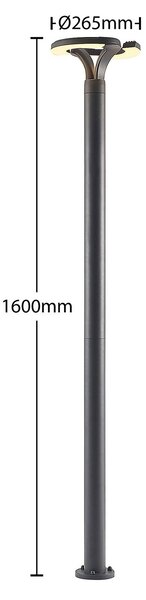 Lampa zewnętrzna LED Keily, okrągła, antracytowa, metalowa Keily Lindby, czarny, aluminium, nowoczesny
