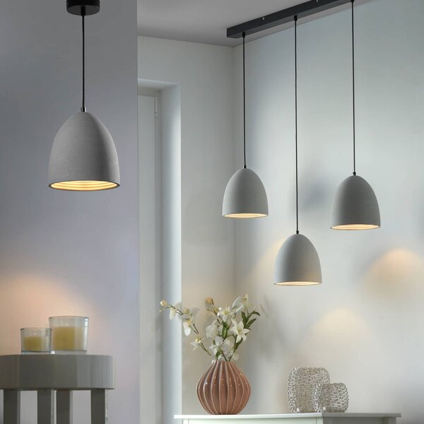 Paul Neuhaus Lampa wisząca Eton, możliwość ściemniania, aluminiowy / szary / cynkowy, sypialnia, beton