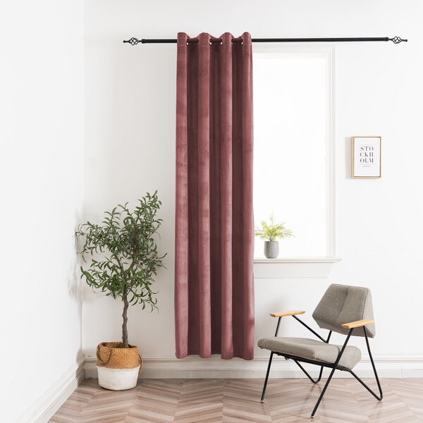 Zasłona zaciemniająca ELVIO VELVET 140x250 cm, staroróżowa Zawieszanie: Metalowe pierścienie