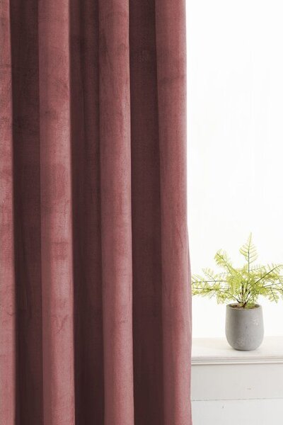 Zasłona zaciemniająca ELVIO VELVET 140x250 cm, staroróżowa Zawieszanie: Metalowe pierścienie