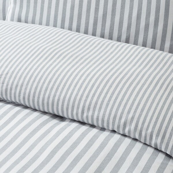 Szara flanelowa pościel jednoosobowa 135x200 cm Stripe – Catherine Lansfield
