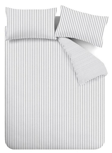 Szara flanelowa pościel jednoosobowa 135x200 cm Stripe – Catherine Lansfield