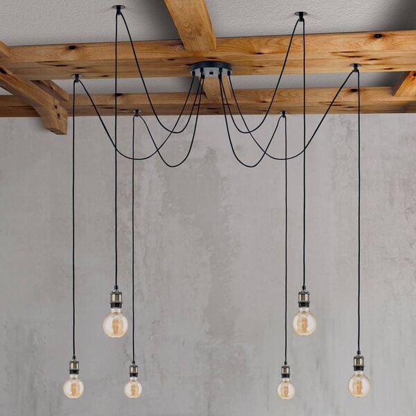 ORION Lampa wisząca Jailhouse, możliwość ściemniania, czarny, salon / jadalnia, metal, antyczny