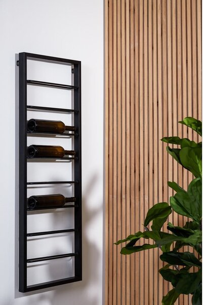 Czarny wiszący metalowy regał na wino 42x120x6 cm Macaben – Light & Living