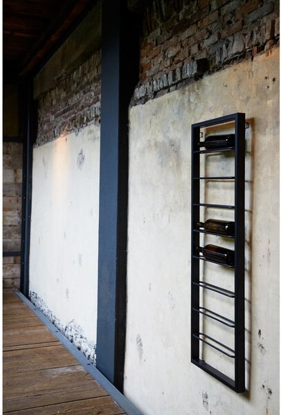 Czarny wiszący metalowy regał na wino 42x120x6 cm Macaben – Light & Living