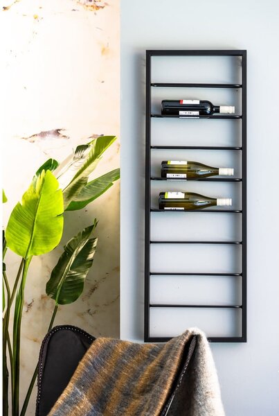 Czarny wiszący metalowy regał na wino 42x120x6 cm Macaben – Light & Living