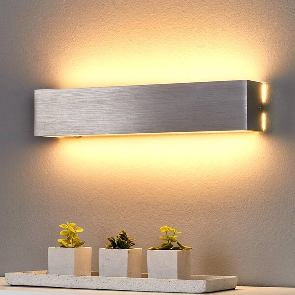 Kinkiet LED Ranik Lindby, aluminiowy / szary / cynkowy, przedpokój, aluminium, nowoczesny