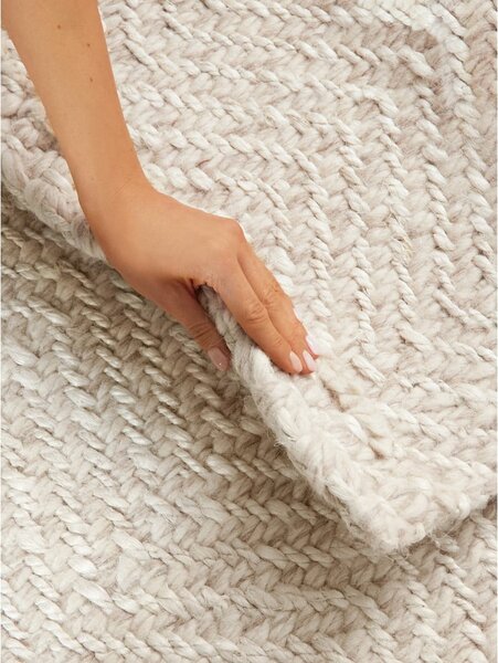 Kremowy chodnik z mieszanki wełny tkany ręcznie 80x200 cm Majoli – Elle Decoration