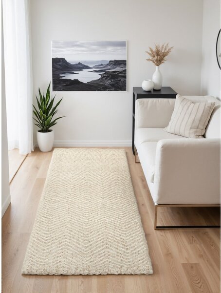 Kremowy chodnik z mieszanki wełny tkany ręcznie 80x200 cm Majoli – Elle Decoration