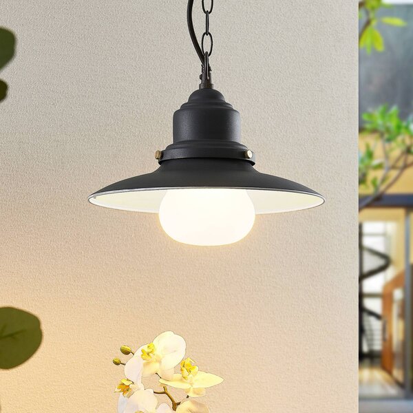 Lindby lampa wisząca zewnętrzna Roisin, antracyt, metal, Ø 32 cm Roisin Lindby, możliwość ściemniania, aluminiowy / szary / cynkowy, metal, morski