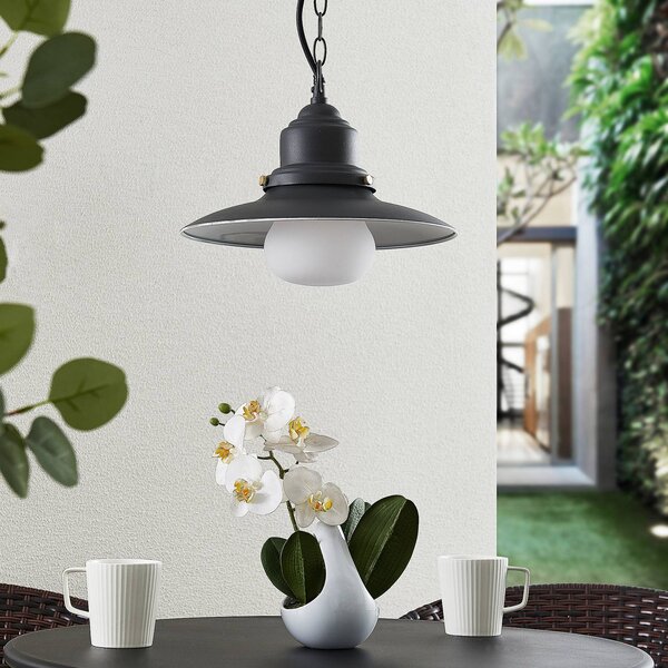 Lindby lampa wisząca zewnętrzna Roisin, antracyt, metal, Ø 32 cm Roisin Lindby, możliwość ściemniania, aluminiowy / szary / cynkowy, metal, morski