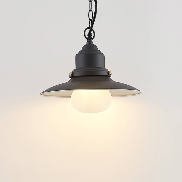 Lindby lampa wisząca zewnętrzna Roisin, antracyt, metal, Ø 32 cm Roisin Lindby, możliwość ściemniania, aluminiowy / szary / cynkowy, metal, morski
