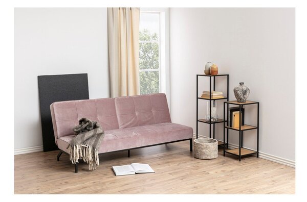 Czarno-naturalny regał w dekorze dębu 37x120 cm Seaford – Actona