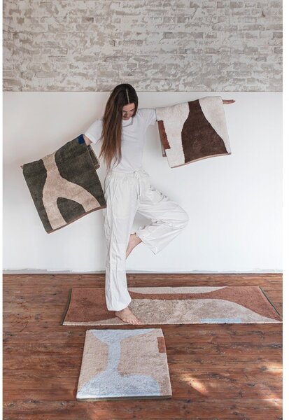 Biało-beżowy bawełniany chodnik odpowiedni do prania 70x150 cm Figura – Mette Ditmer Denmark