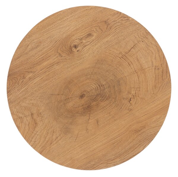Stolik kawowy okrągły Liviano 45 cm z metalowymi nogami - dąb naturalny / czarny