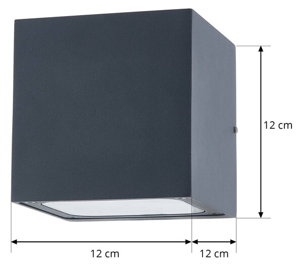 Kinkiet zewnętrzny LED Merjem Lucande, aluminiowy / szary / cynkowy, aluminium, nowoczesny