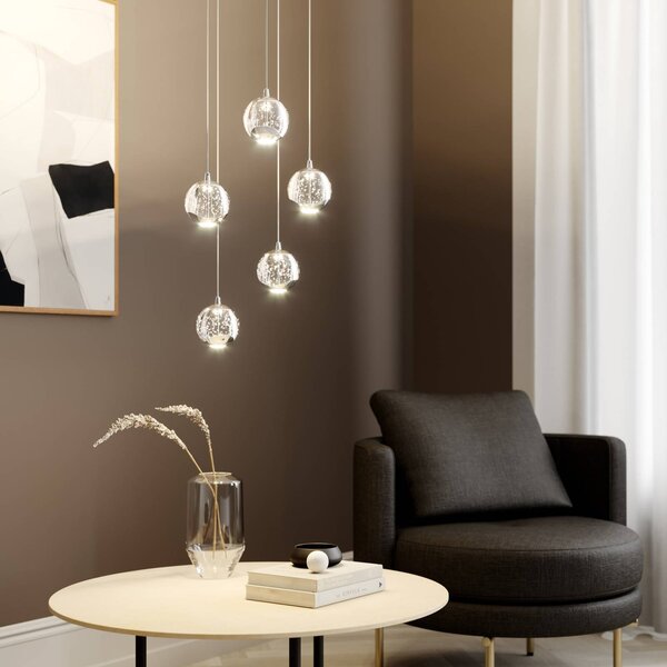 Lampa wisząca szklana Hayley Lucande, przezroczysty / transparentny, salon / jadalnia, szkło, nowoczesny