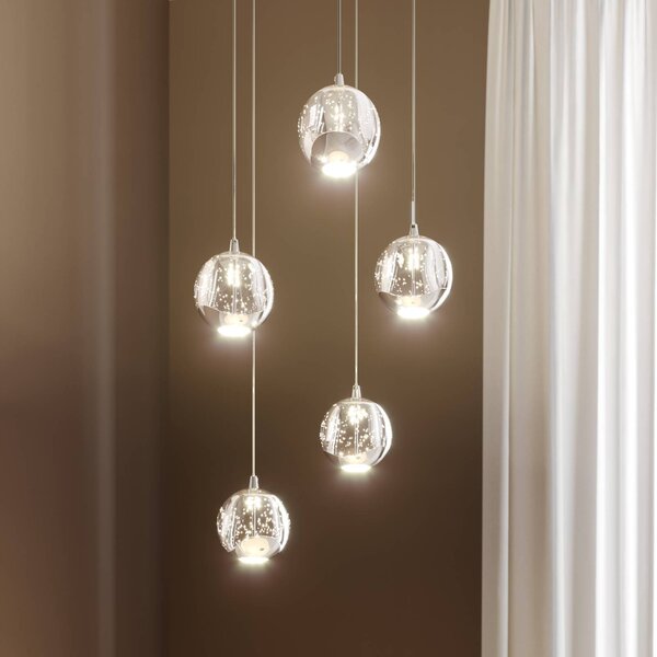Lampa wisząca szklana Hayley Lucande, przezroczysty / transparentny, salon / jadalnia, szkło, nowoczesny
