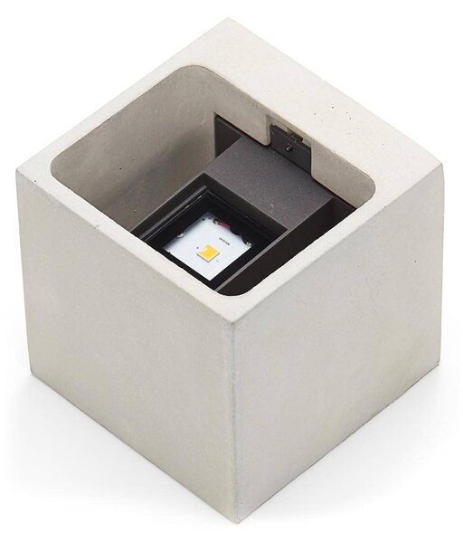 Kinkiet zewnętrzny LED Riak Lucande, aluminiowy / szary / cynkowy, łazienka, beton, nowoczesny