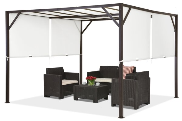 Metalowa pergola tarasowa Santorini 3 x 3 m brązowo-biała Garden Point