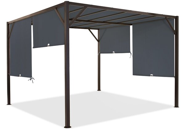 Metalowa pergola tarasowa Santorini 3 x 3 m brązowo-antracytowa Garden Point