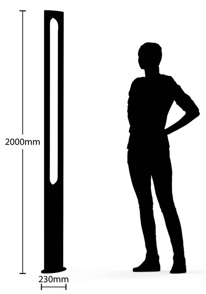 Lucande Dovino latarnia ogrodowa LED, 200 cm, czarny, aluminium, nowoczesny