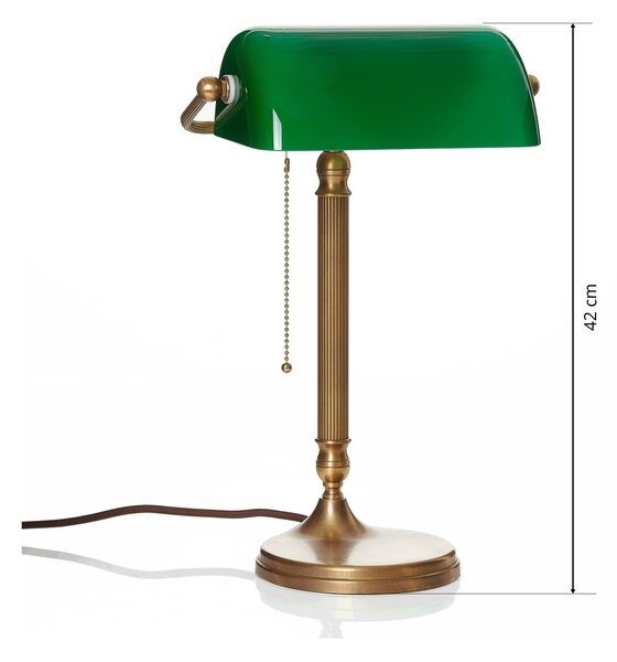Berliner Messinglampen Lampa stołowa JIVAN, zielony, salon / jadalnia, szkło, antyczny