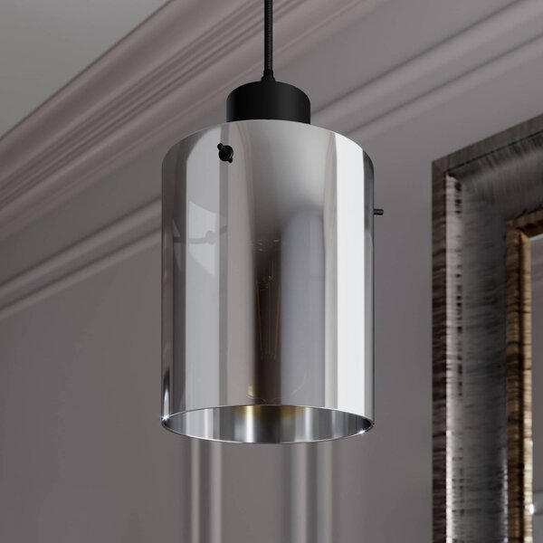 Lampa wisząca szklana Kourtney Lindby, możliwość ściemniania, czarny, salon / jadalnia, nowoczesny