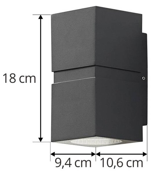 Kinkiet zewnętrzny LED Gabriela Lucande, aluminiowy / szary / cynkowy, aluminium, nowoczesny