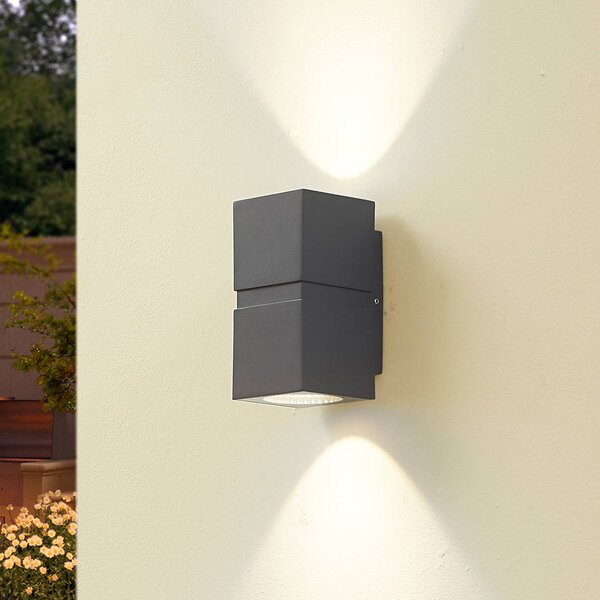 Kinkiet zewnętrzny LED Gabriela Lucande, aluminiowy / szary / cynkowy, aluminium, nowoczesny