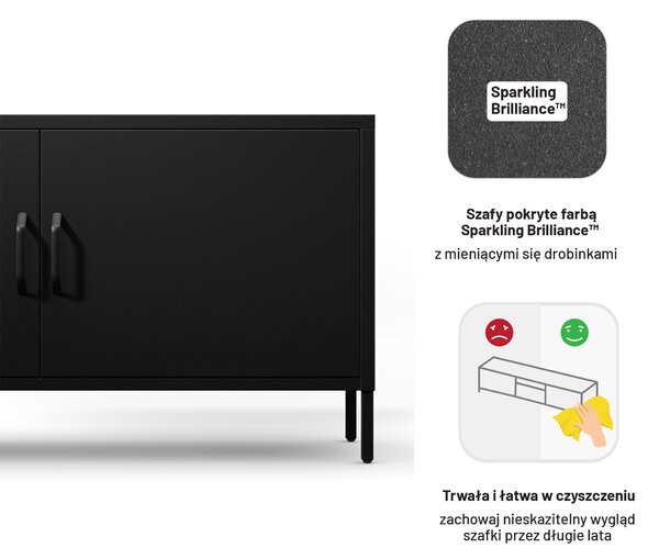 Metalowa szafka RTV czarna ROSA Modern