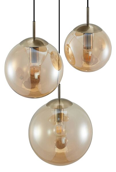 Lampa wisząca szklana Teeja Lindby, możliwość ściemniania, kremowy / amber, salon / jadalnia, szkło, nowoczesny