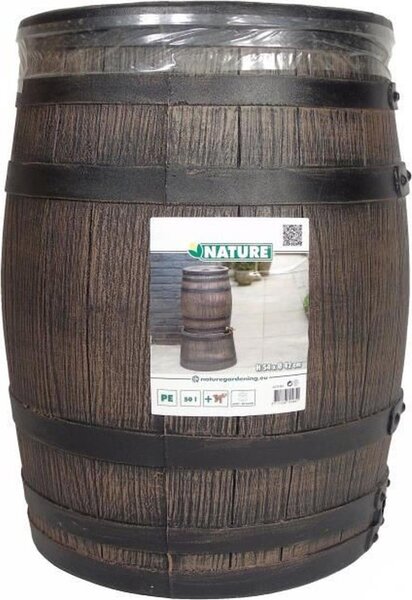 Zbiornik na wodę deszczową NATURE, okrągła beczka (model z beczką na whisky) 50 litrów